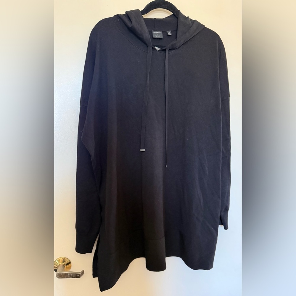 NWT Cyrus Black Hooded Pull Over Sweater with Side Slit from Nordstrom in 3X